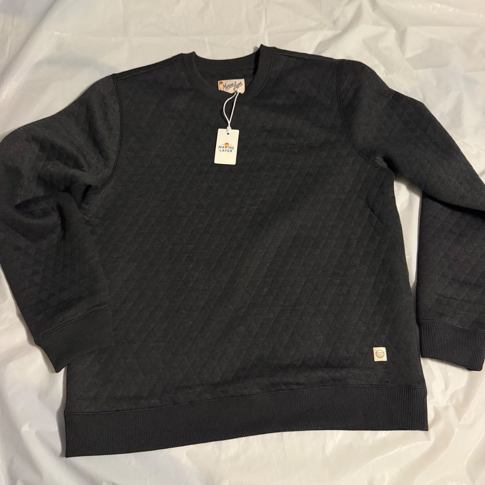 Marine Layer Mens Corbet Quilted Crewneck Sweatshirt Medium Charcoal Databricks